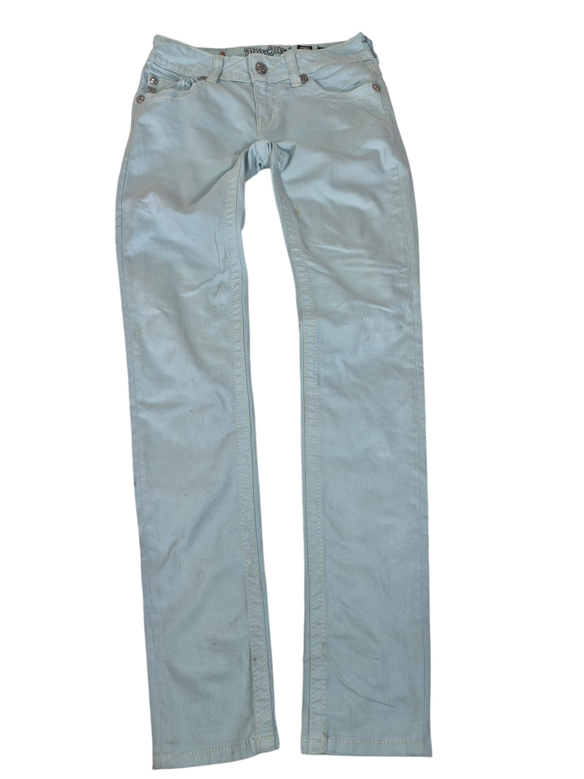 Miss Me Mint Skinny Jeans Crystal Wing Pocket Embellished Size 10 UK
