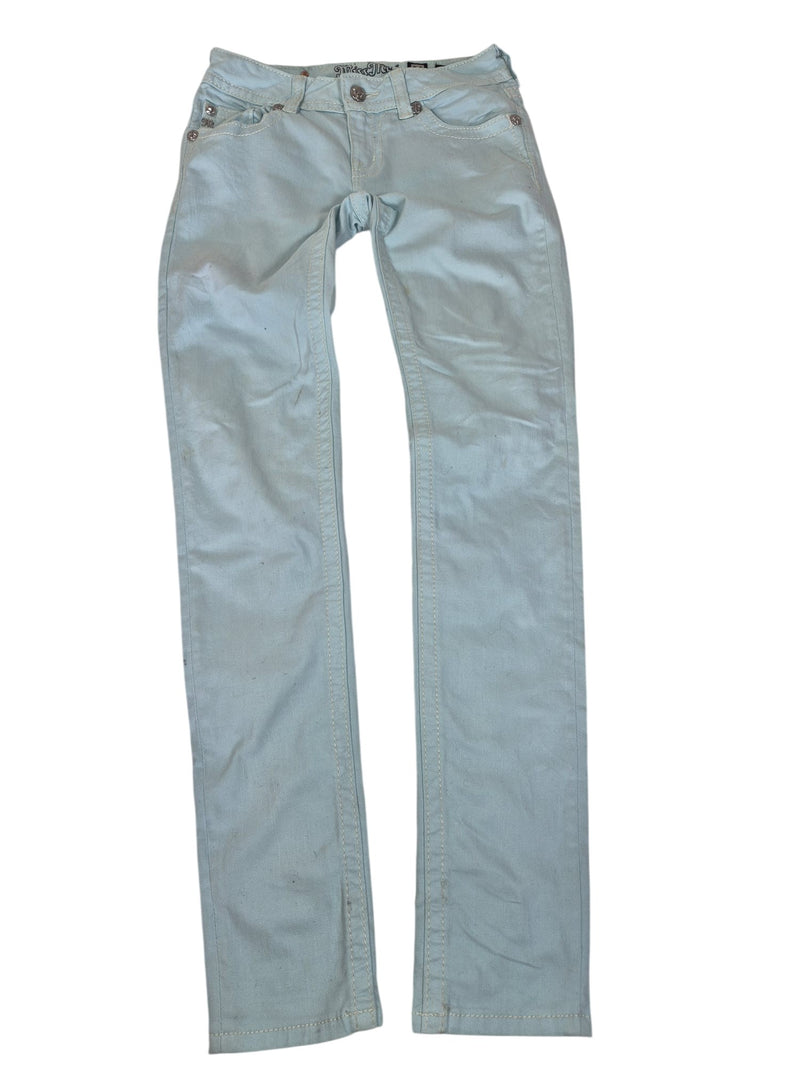 Miss Me Mint Skinny Jeans Crystal Wing Pocket Embellished Size 10 UK