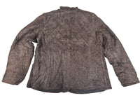 Charter Club Quilted Suede Leather Jacket Brown Snap Front Womens Size L