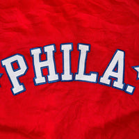 Vintage Philadelphia 76ers Hardwood Classics Majestic Snap Button Warm Up Jersey Shirt XL NBA Retro