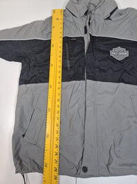 Harley-Davidson Riding Gear Nylon Jacket Grey Black Bar Shield Reflective Mens L