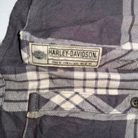 Harley-Davidson Grey & White Plaid Flannel Button-Up Shirt, Men's XL