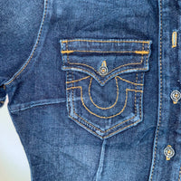 True Religion Denim Shirt Dress Fitted A-Line Blue Size XS Y2K