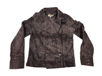 Juicy Couture Corduroy Pea Coat Jacket Brown Double Breasted Womens M Y2K