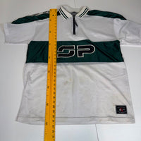 Southpole Mesh Quarter-Zip Jersey Polo White Green Oversized L/XL Y2K Streetwear