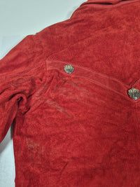 Harley-Davidson Suede Leather Western Shirt Red Womens S Snap Front Vintage 90s
