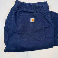 Carhartt Navy Ripstop Cargo Work Trousers Elastic Waist Utility Pants Carpenter Outdoor