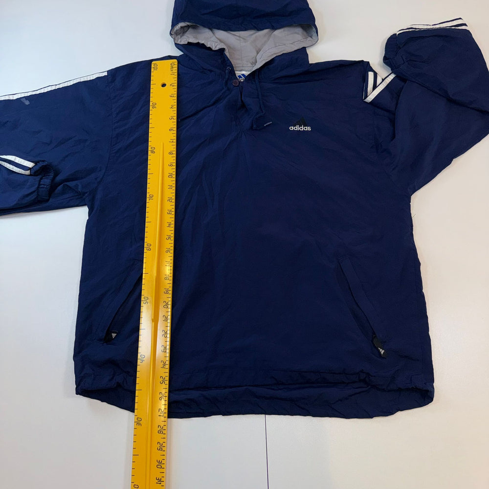 Vintage Adidas Blue Pullover Windbreaker Jacket Hooded