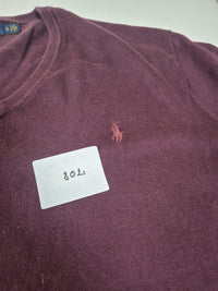 Polo Ralph Lauren Pima Cotton V Neck Jumper Sweater Burgundy Plum Size XL