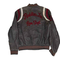 Redskins Leather Varsity Jacket Grey Burgundy College Patch Size L